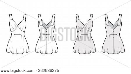 Camisole Slip Top Technical Fashion Illustration With Sweetheart Neck, Wide Straps, Slim Fit, Elonga