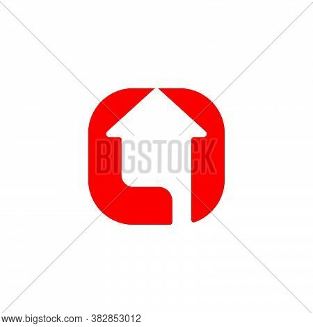Abstract Home Arrow Up Square Negative Space Logo Vector