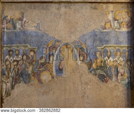 Abu Ghosh, Israel - August 13th, 2020: The Interior Of The Crusader Church In The Arab Village Abu G
