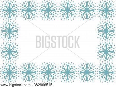 Christmas And New Year Frame Background.blue Snowflakes On A White Background. Isolated Vector Illus