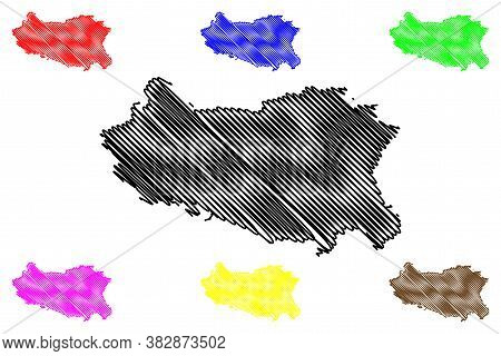 Handan City (people's Republic Of China, Hebei Province) Map Vector Illustration, Scribble Sketch Ci