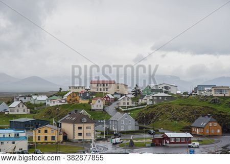 Town Of Stykkisholmur On Snaefellsnes Peninsula In West Iceland