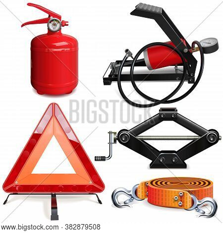 Vector Car Accessories Kit Isolated On White Background