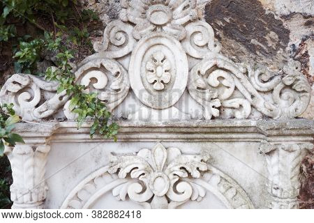 Ablution Before Prayer, In Istanbul, Turkey, A Beautiful Marble Fountain For Ablutions. Carved White