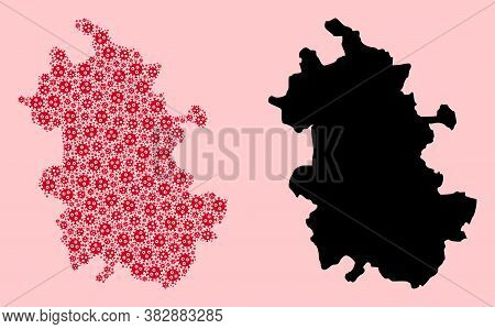 Vector Pandemic Virus Mosaic And Solid Map Of Anhui Province. Map Of Anhui Province Vector Mosaic Fo