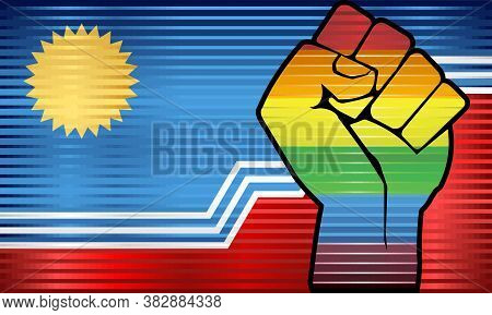 Shiny Lgbt Protest Fist On A Sioux Falls - Illustration, 
Abstract Grunge Sioux Falls And Lgbt Flag