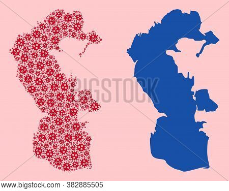 Vector Virus Mosaic And Solid Map Of Caspian Sea. Map Of Caspian Sea Vector Mosaic For Treatment Cam
