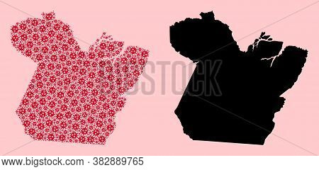 Vector Covid-2019 Virus Mosaic And Solid Map Of Paral State. Map Of Paral State Vector Mosaic For Ge