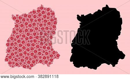 Vector Pandemic Virus Mosaic And Solid Map Of Sikkim State. Map Of Sikkim State Vector Mosaic For Qu