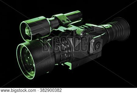 Night Vision Rifle Scope And Infrared Emitter With Green Highlights