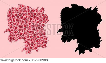 Vector Pandemic Virus Mosaic And Solid Map Of Hunan Province. Map Of Hunan Province Vector Mosaic Fo