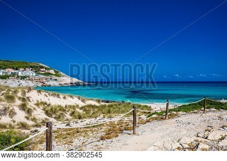 Beautiful sandy beach of Cala Mesquida, Mallorca, Mediterranean Sea, Balearic islands, Spain
