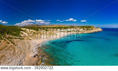 Beautiful sandy beach of Cala Mesquida, Mallorca, Mediterranean Sea, Balearic islands, Spain