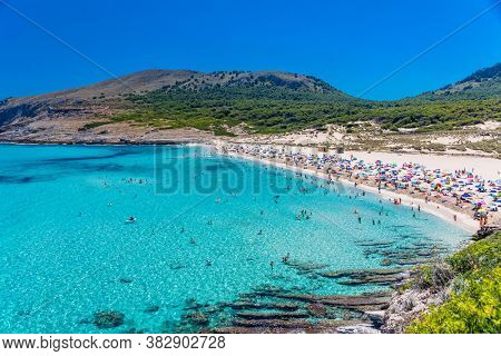 Beautiful sandy beach of Cala Mesquida, Mallorca, Mediterranean Sea, Balearic islands, Spain