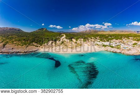 Beautiful sandy beach of Cala Mesquida, Mallorca, Mediterranean Sea, Balearic islands, Spain