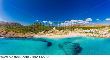 Beautiful sandy beach of Cala Mesquida, Mallorca, Mediterranean Sea, Balearic islands, Spain