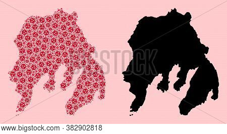 Vector Pandemic Virus Mosaic And Solid Map Of Gambier Island. Map Of Gambier Island Vector Mosaic Fo