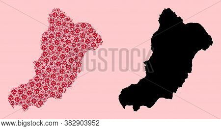 Vector Sars Virus Mosaic And Solid Map Of La Graciosa Island. Map Of La Graciosa Island Vector Mosai
