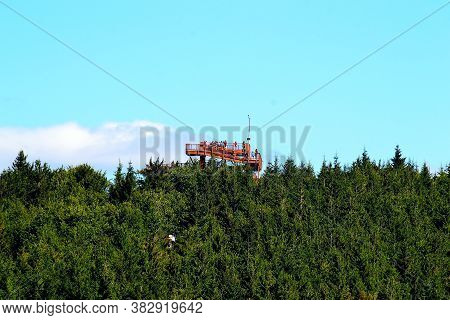 Photo Of A Viewing Platform Towering Over The Tops Of Trees In The Beskydy Mountains And Offering A 