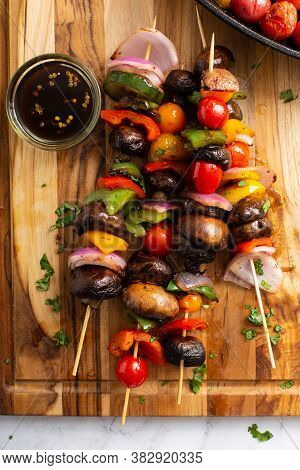 Vegan Vegetable And Mushroom Grilled Cabobs, Healthy Alkaline Diet