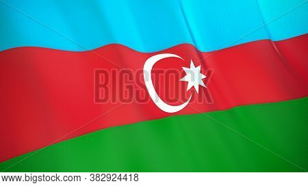 The Waving Flag Of Azerbaijan . High Quality 3d Illustration. Perfect For News, Reportage, Events.
