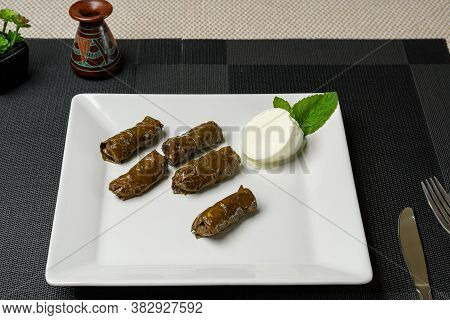 A Delight Of The Arabian Cuisine, Grape Leaf With Fresh Curd