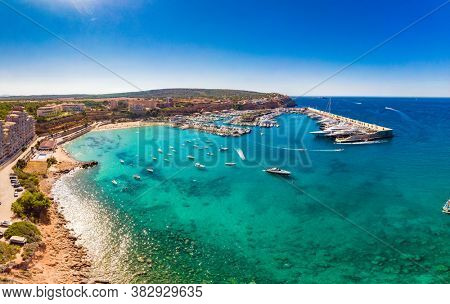 Aerial view, marina Port Adriano, El Toro, region Santa Ponca, Majorca, Balearic Islands, Spain