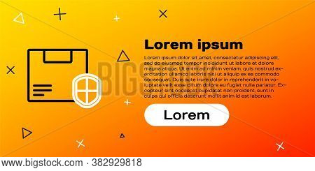 Line Delivery Security With Shield Icon Isolated On Yellow Background. Delivery Insurance. Insured C