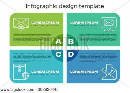 Set Line Envelope With Shield, Delete Envelope, Envelope And Speech Bubble With Envelope. Business I