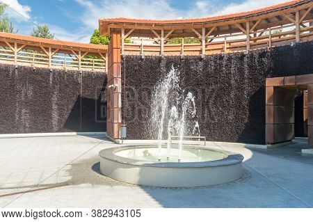 Fountain At Graduation Tower With Mineral Salts In Bochnia.