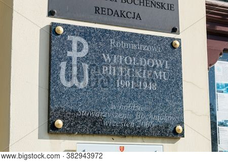 Bochnia, Poland - June 13, 2020: Plaque Commemorating Of Witold Pilecki.