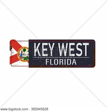 Vintage Metal Sign - Key West Florida - Vector Eps 10.