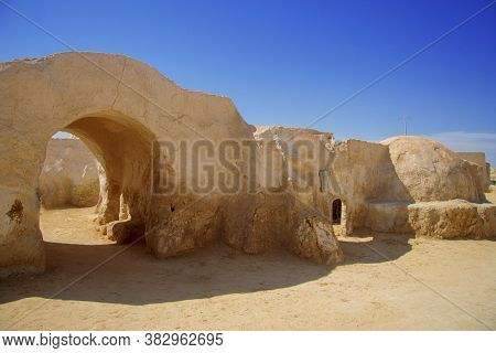 Decorations Of Movie Star Wars Episode First In Sahara Desert, Nefta, Tunisia 14 October 2018