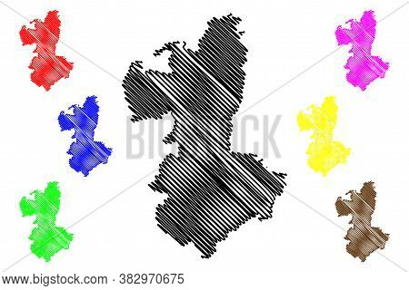 Liuzhou City (people's Republic Of China, Guangxi Province) Map Vector Illustration, Scribble Sketch