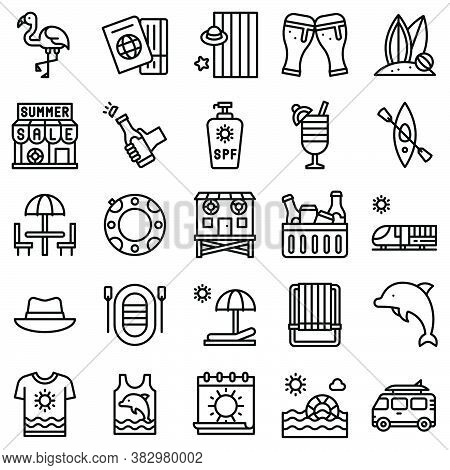Summer Vacation Related Vector Icon Set 3, Line Style
