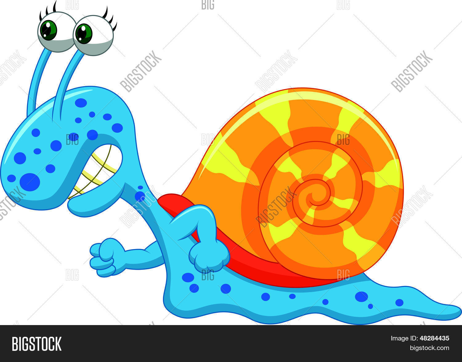 Vector y foto Caricatura Lindo Caracol Corriendo Bigstock