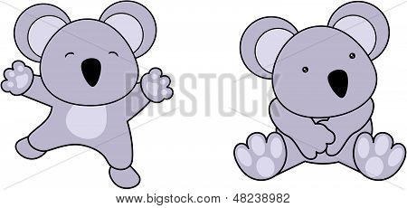 koala cute baby jump cartoon vector set