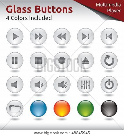 Glas-Buttons - Multimedia-Player
