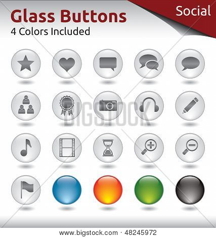 Glas-Buttons - Social Media