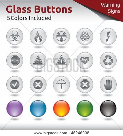 Glas-Buttons - Warnzeichen