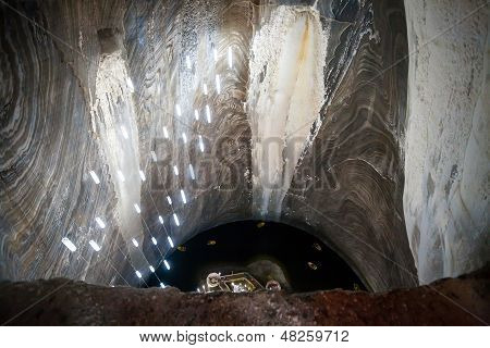 Underground Lake In Turda Salt Mine