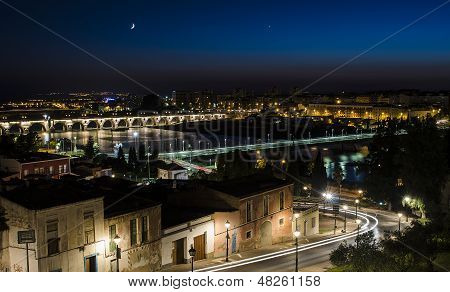Kilátás a kastély, a város, Badajoz