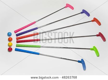 Colorful Mini Golf Clubs And Balls