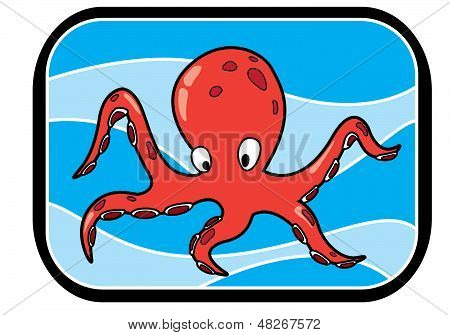 Cartoon polpo nell'oceano