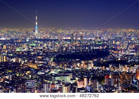Tokio panoráma s Tokio Skytree.