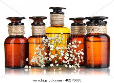 Bottiglie di medicina isolate on white