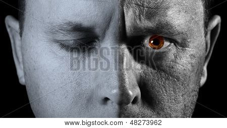 Volto di uomo Closeup con diverse texture