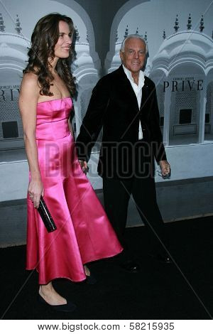 Roberta Armani and Giorgio Armani at the Giorgio Armani Prive Show to celebrate the Oscars. Green Acres, Los Angeles, CA. 02-24-07