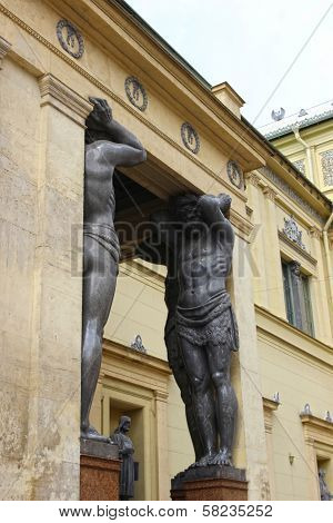 Marble Atlantes, Holding The Roof Of The Hermitage In St. Petersburg