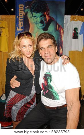 Jennifer Blanc and Lou Ferrigno at the 2007 Los Angeles Wizard World Convention, Los Angeles Convention Center, Los Angeles, CA 03-16-07